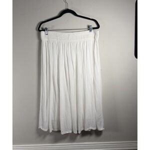 Gypsy Blu Womens XL White Tiered Boho Maxi Skirt Elastic Resort Long Beach Rayon